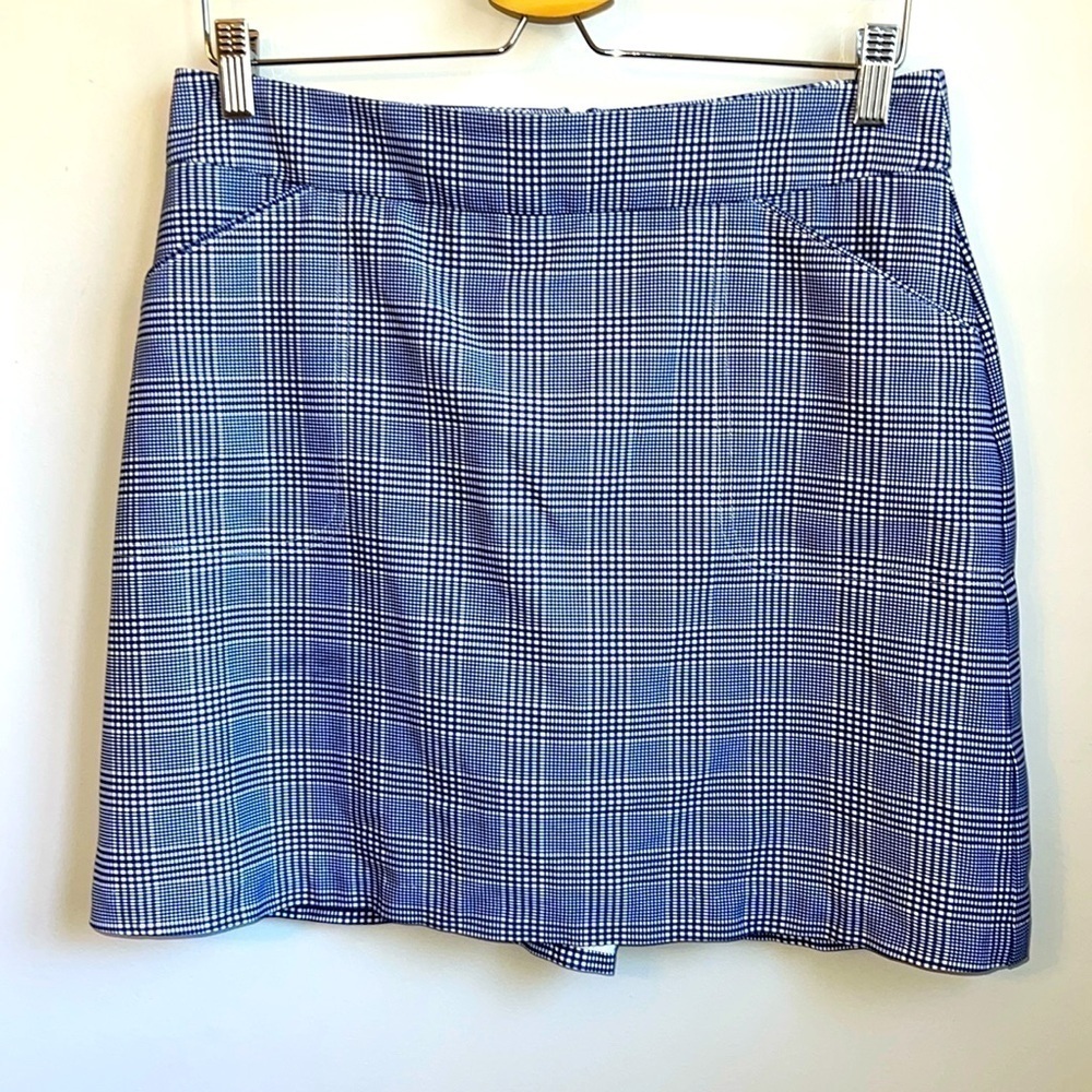 Peter Millar Blue White Plaid Wicking Golf Skort Size 8
